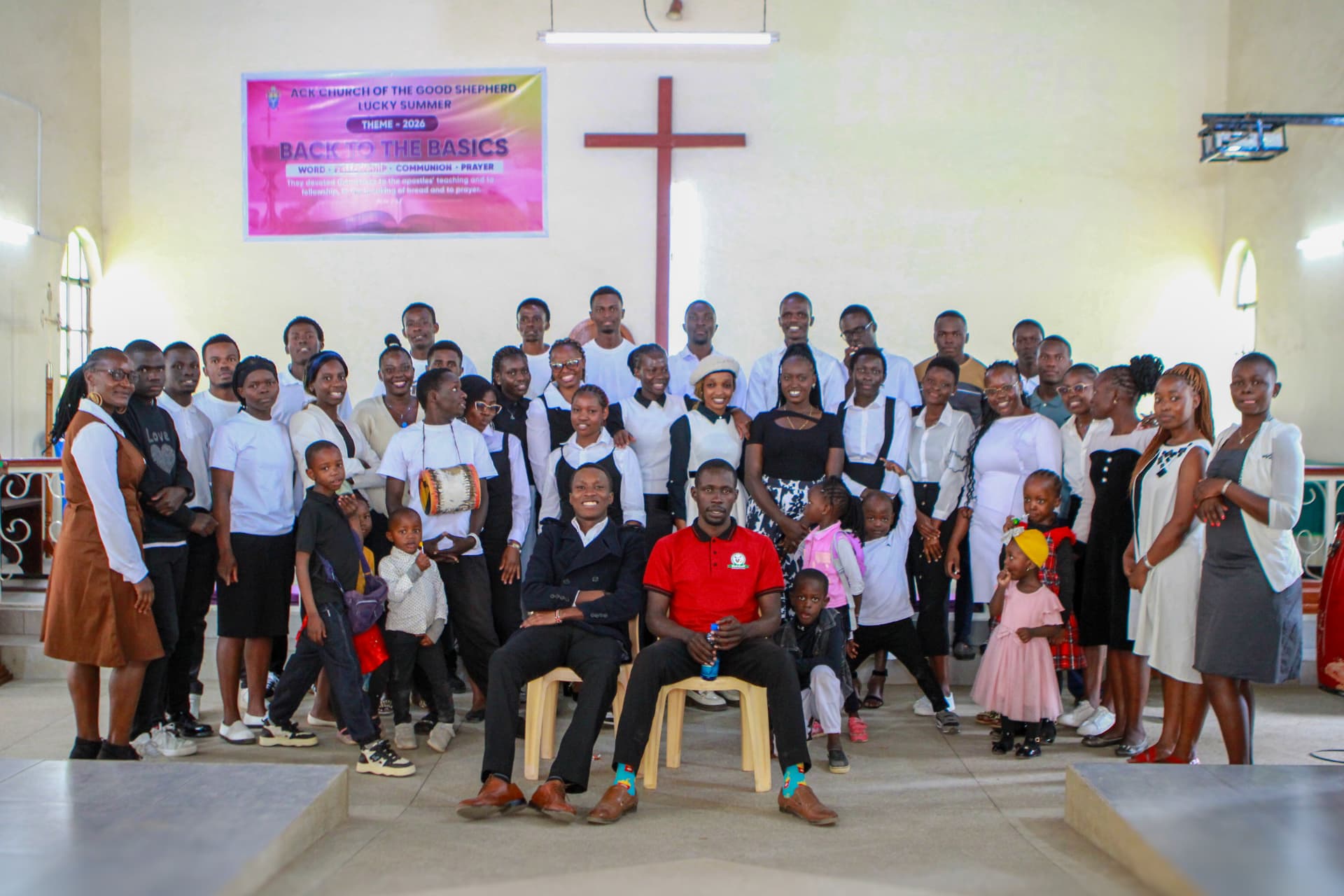 The Good Shepherd Youths family gathered together in the church for the 2026 theme 'Back to the Basics'